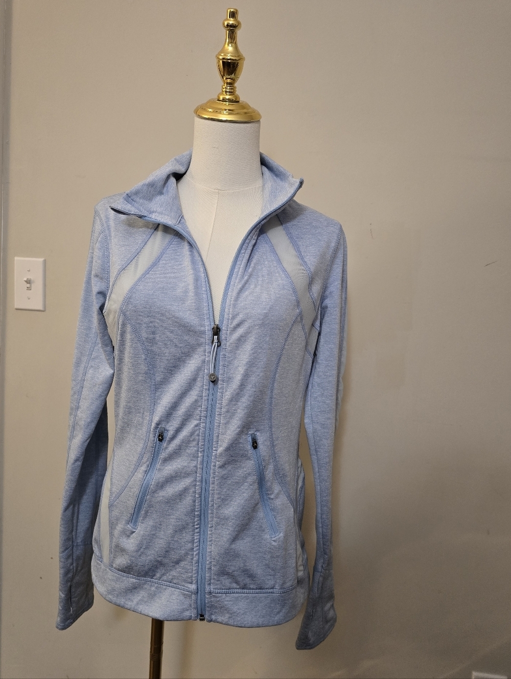 Light Blue Athletic Zip Up Jacket Womens Athleasure Wear